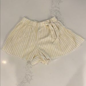 zara yellow and white shorts
